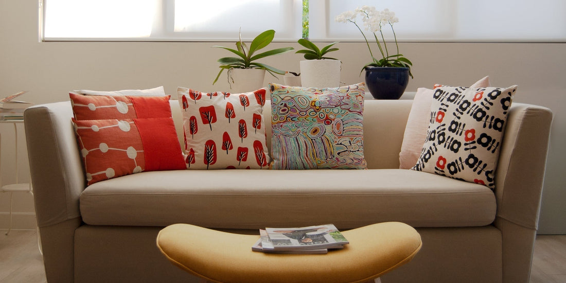 Coloured cushions on a couch
