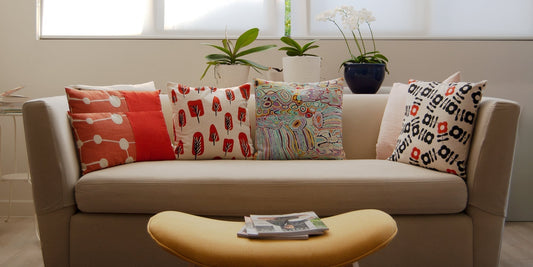 Coloured cushions on a couch