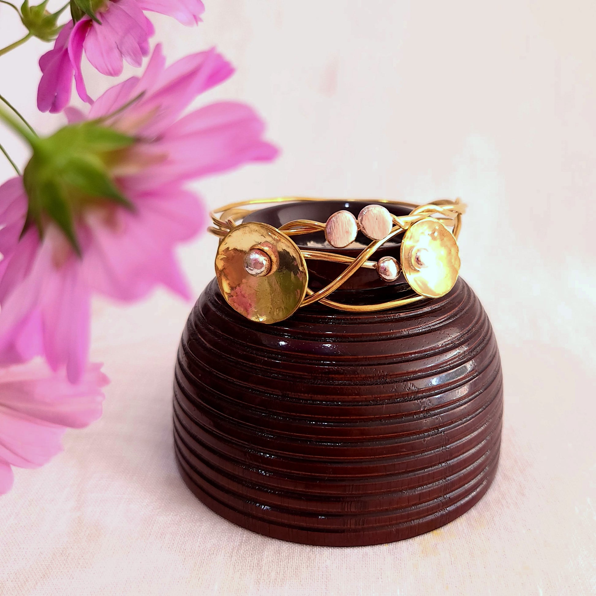 Twisted silver and brass bracelet