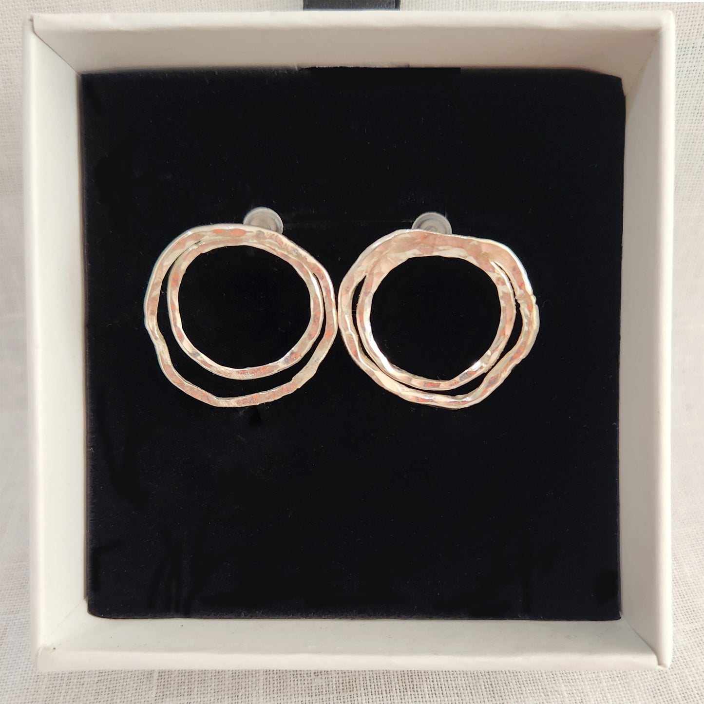 Handmade silver doodle earrings