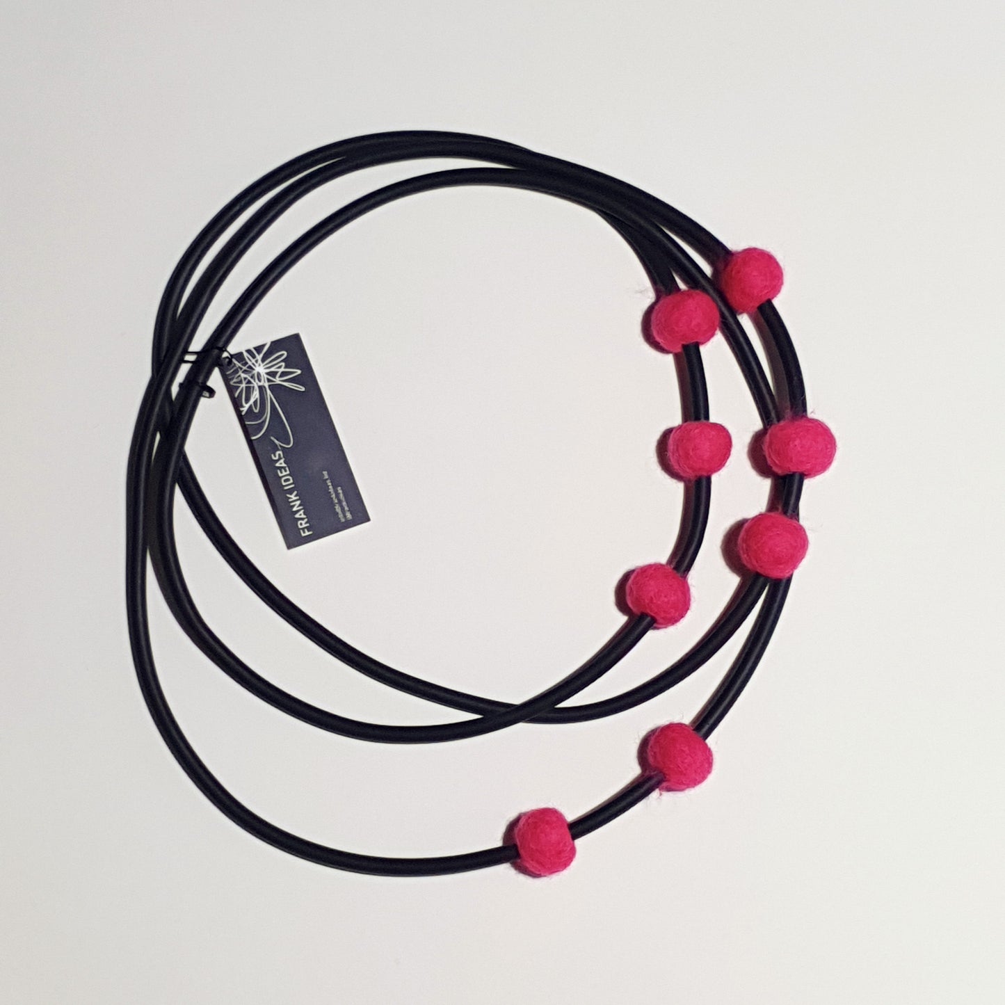 Hot pink felt beads necklace