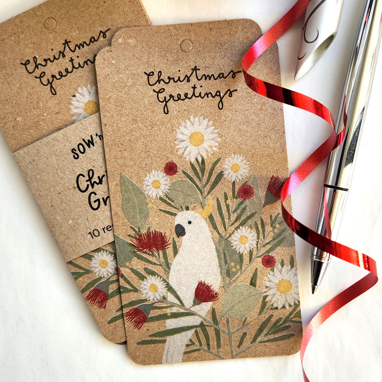 Sulphur Crested Cockatoo Festive Gift tags
