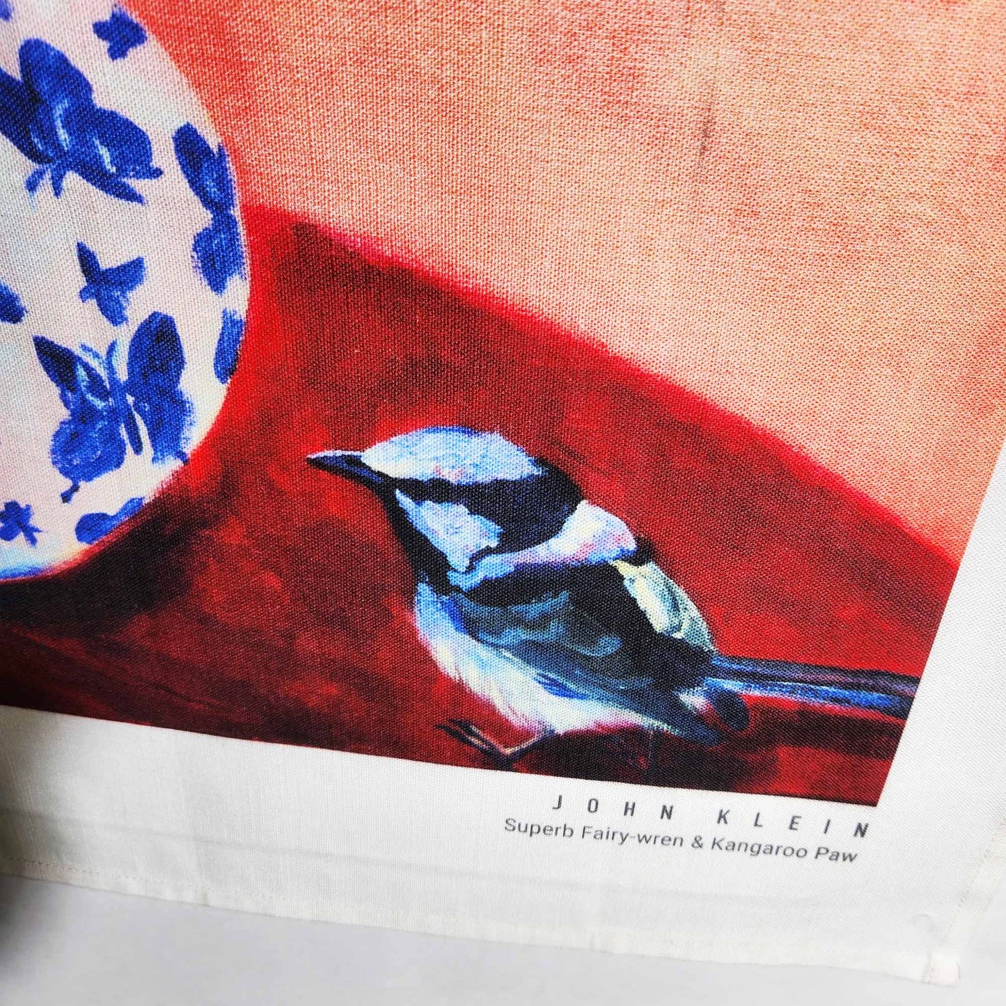 Superb Fairy-wren and Kangaroo Paw artist tea towel