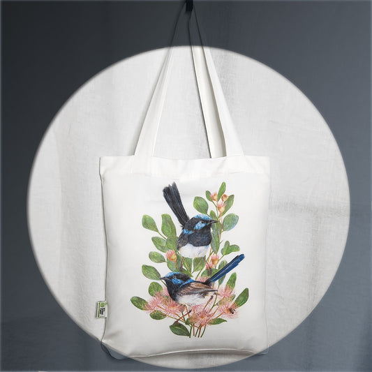 Superb Fairywren organic cotton tote
