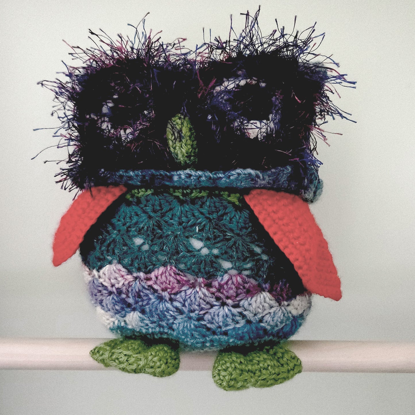 Pink-winged soft handmade cuddly owl