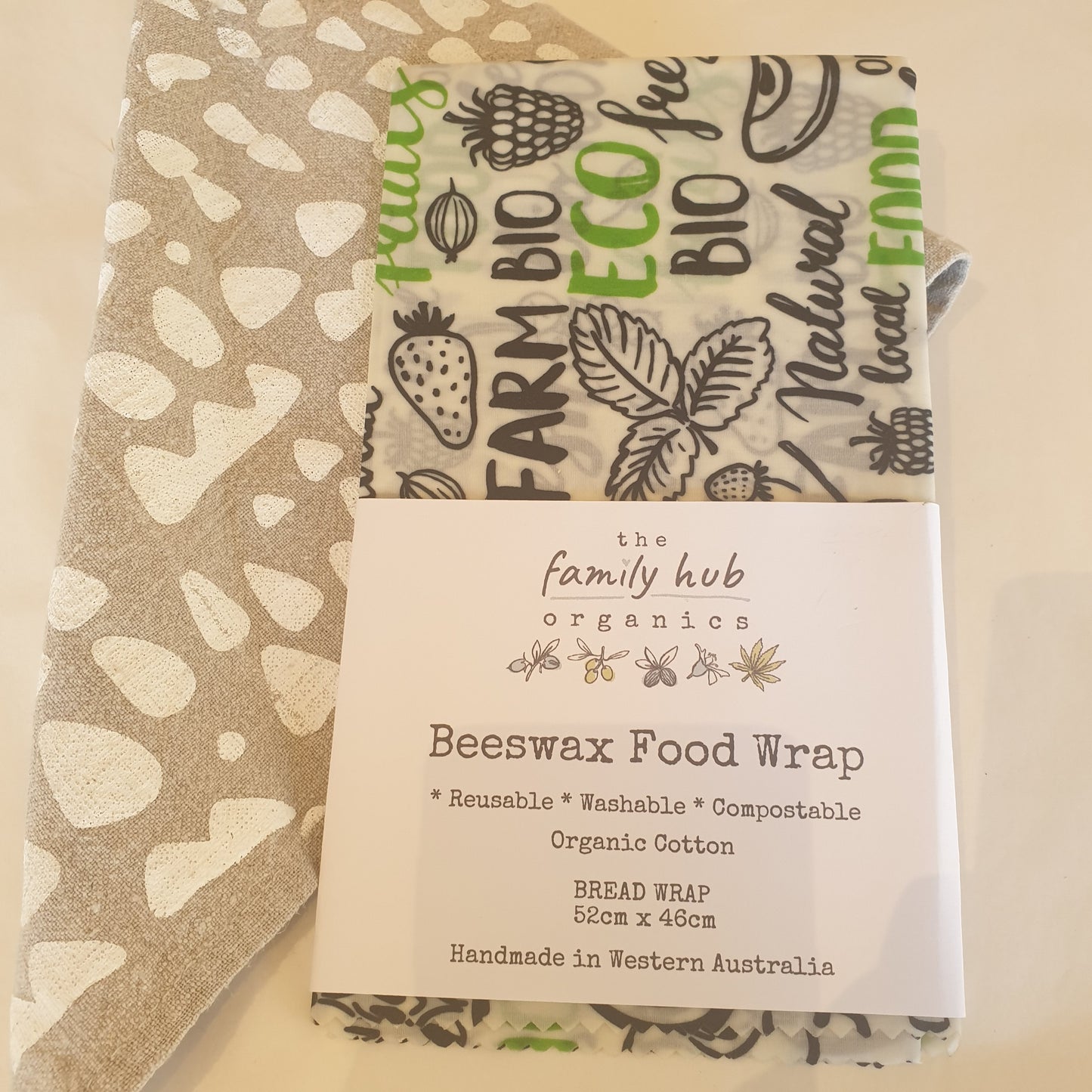 Bread wrap in waxed organic cotton