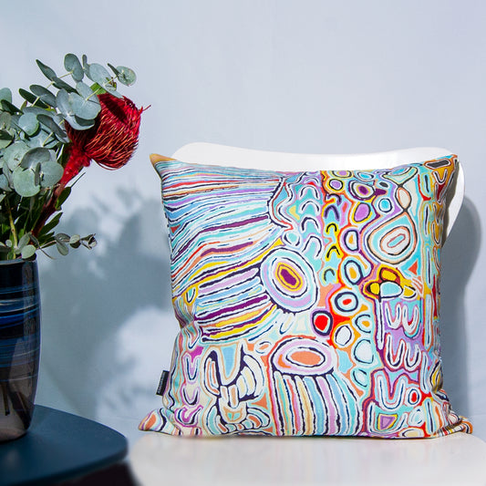 Mina Mina Jukurrpa cotton cushion cover
