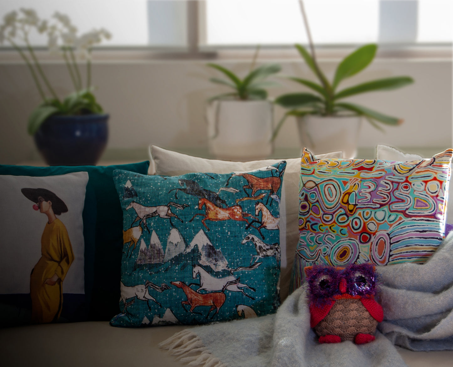 Mina Mina Jukurrpa cotton cushion cover