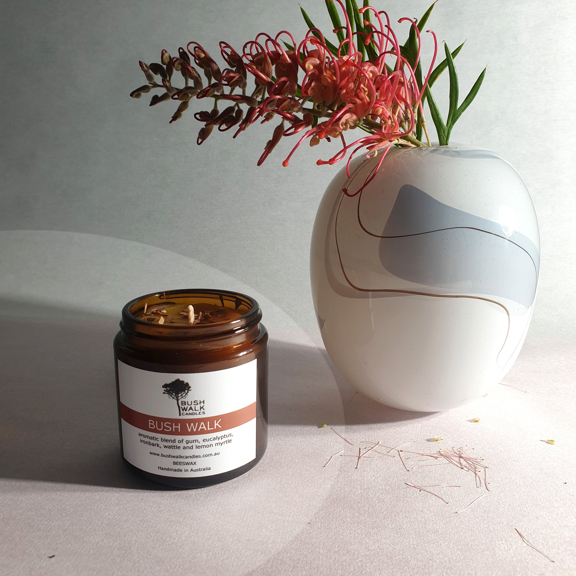 Pure beeswax candles in glass made in Australia