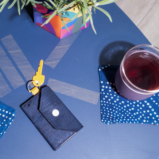 Cork card holder with keyring