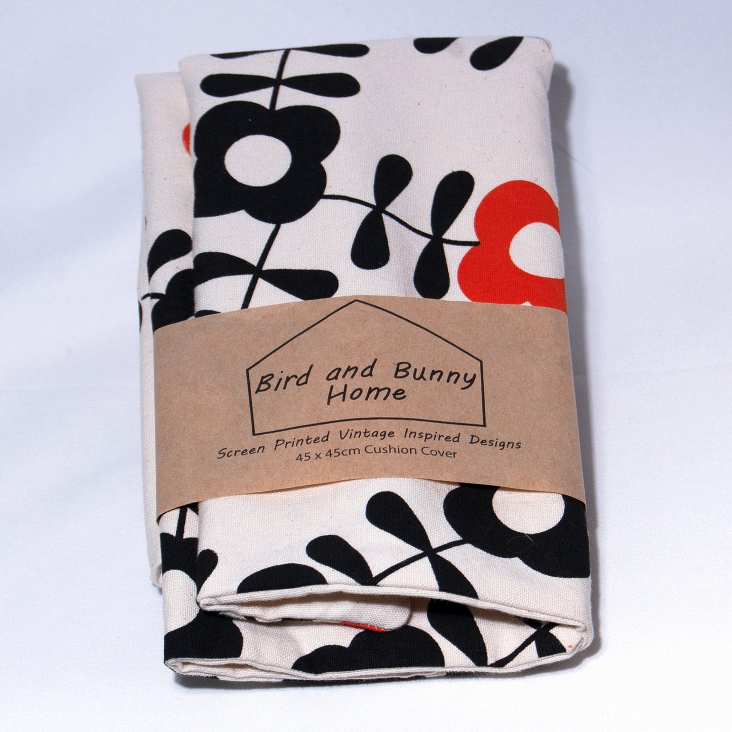 Black Flowers vintage inspired cushion cover