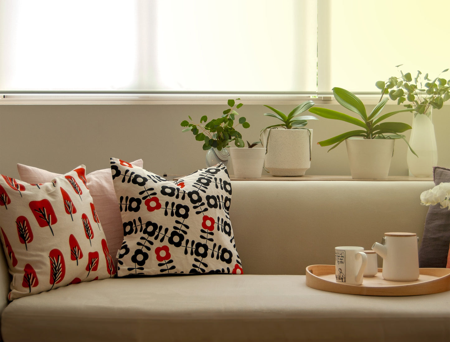 Black Flowers vintage inspired cushion cover