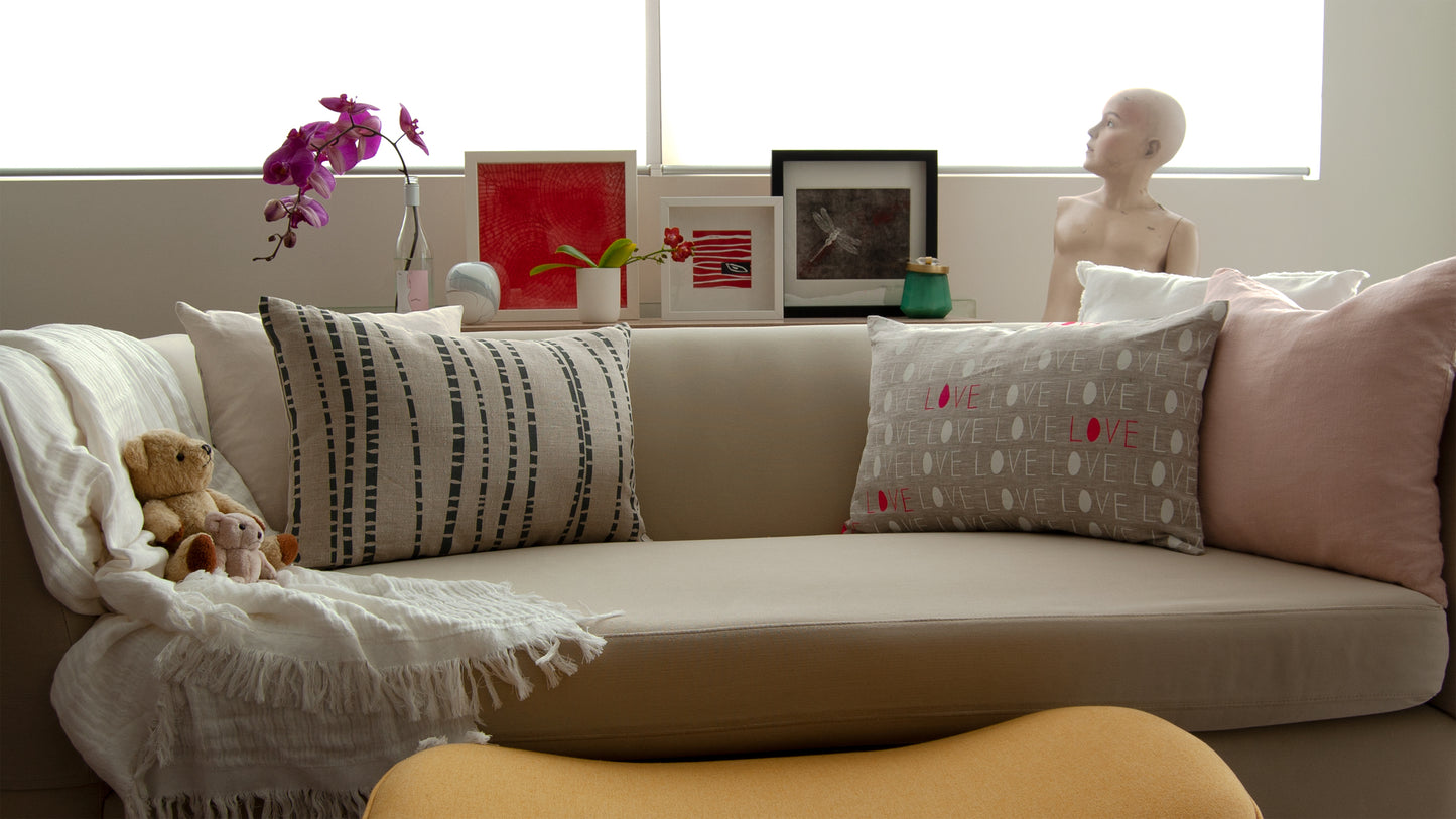 LOVE cushion cover in sustainable linen