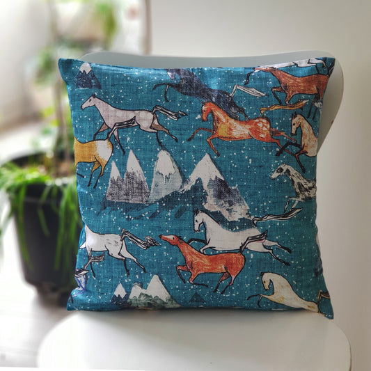 Wild Bush Horses cotton cushion cover