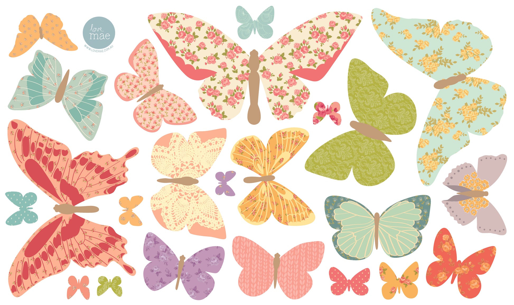 sheet of butterfly decals