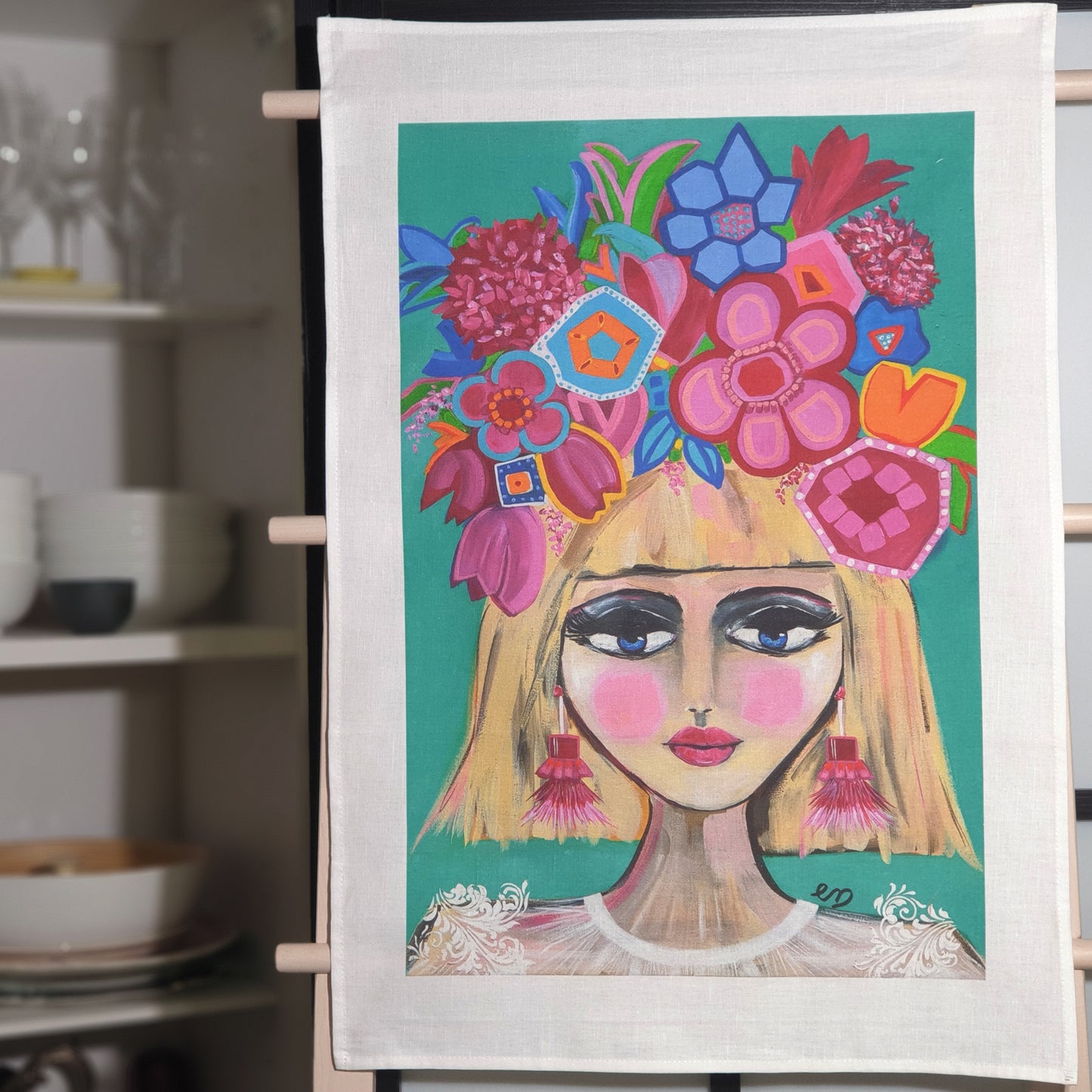 Cheerful Miss Mojito tea towel