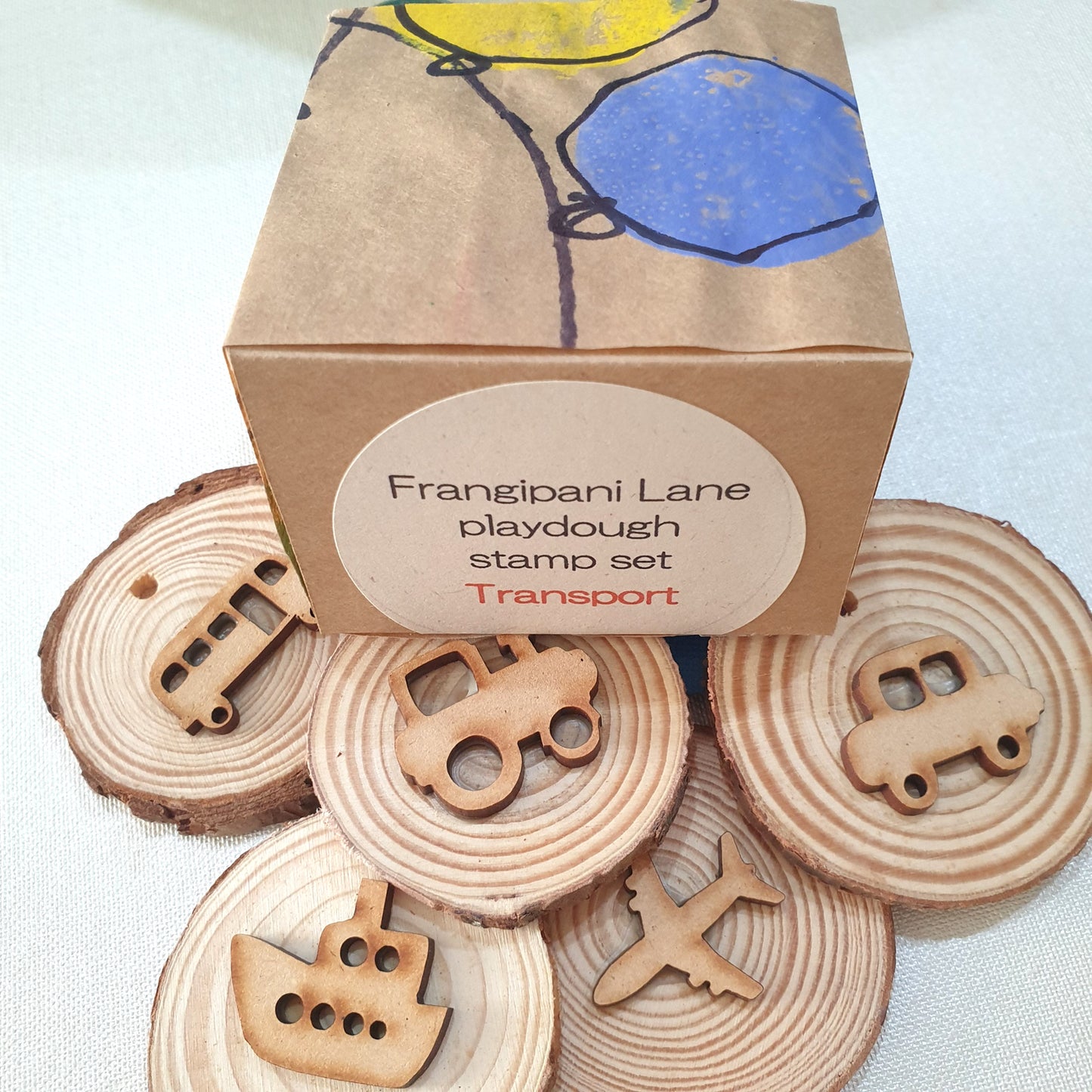 Sustainable transport playdough stamp set