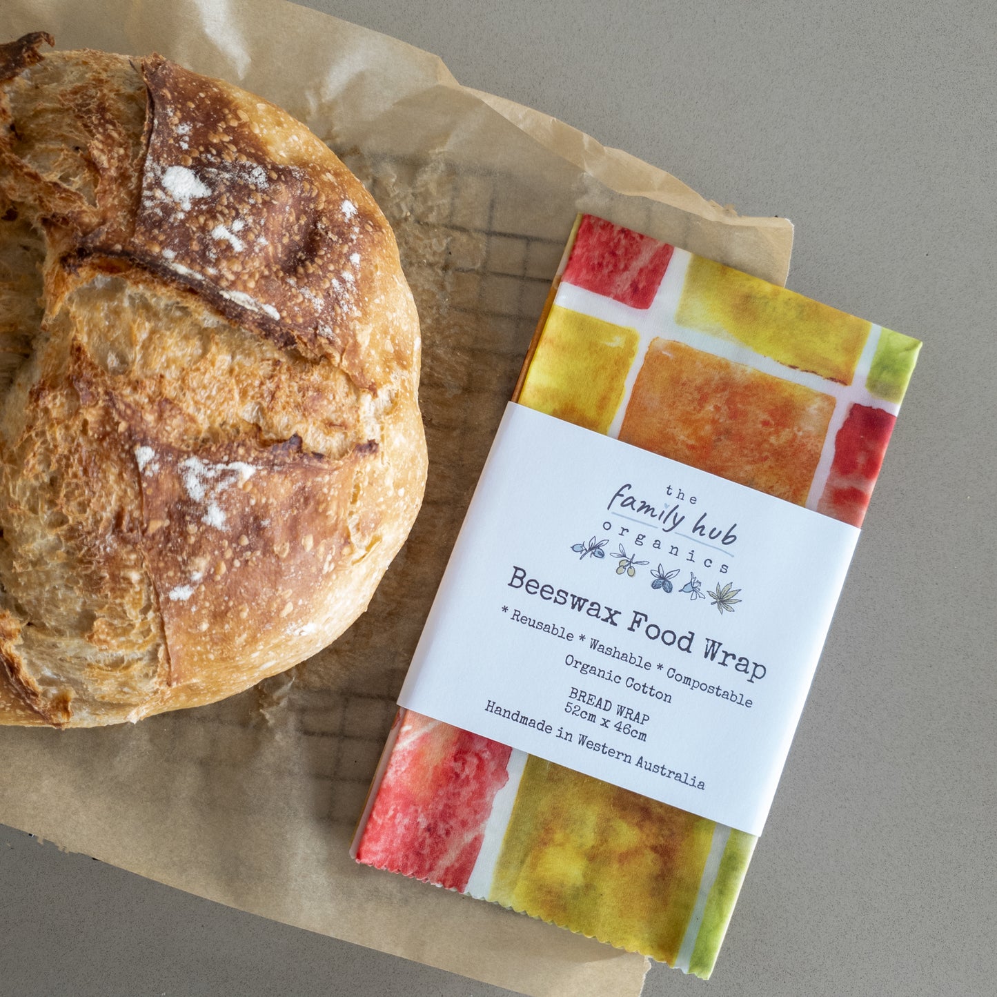 Bread wrap in waxed organic cotton