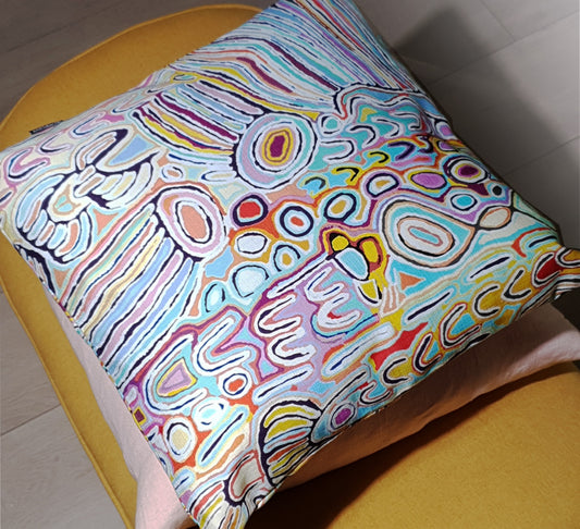Mina Mina Jukurrpa cotton cushion cover