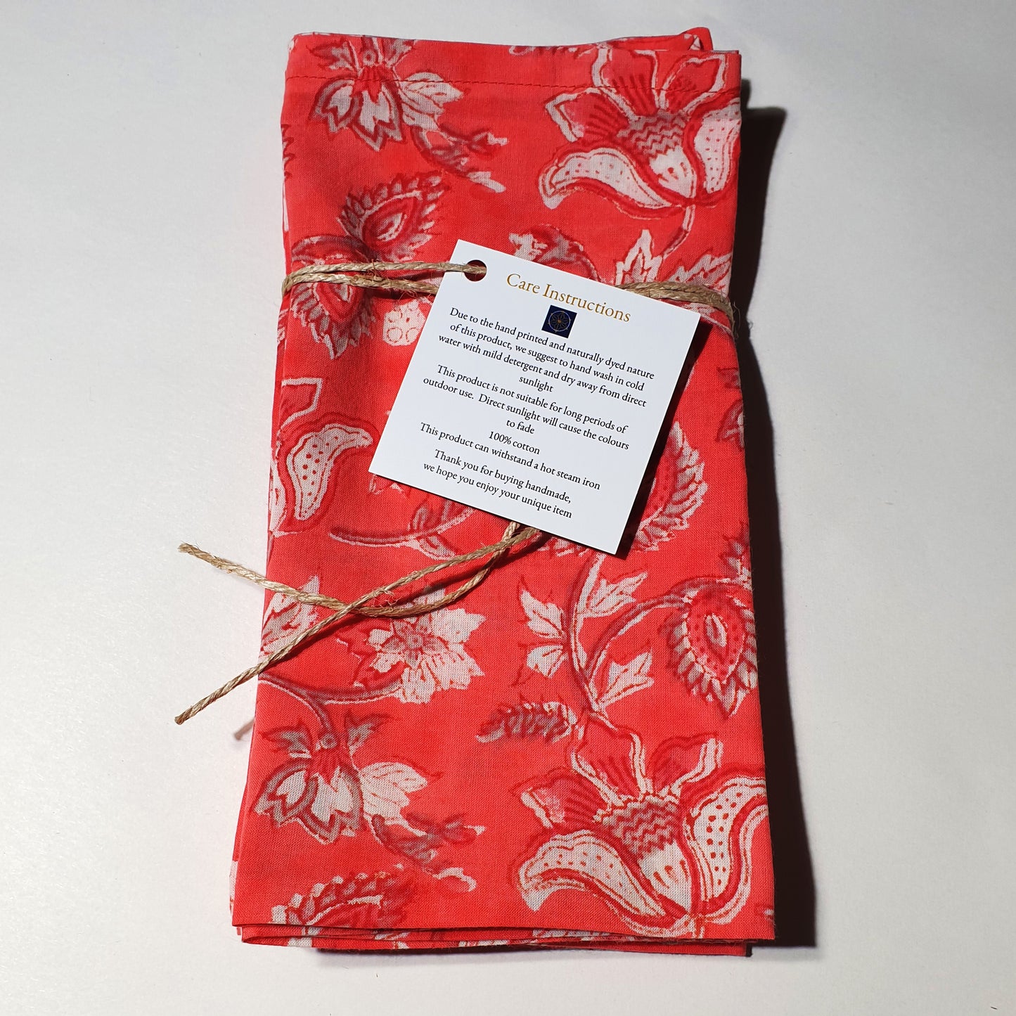 Floral organic cotton serviettes in watermelon pink