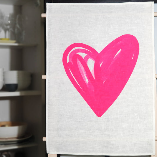 Hand printed, linen tea towel at O Gosh Shop.