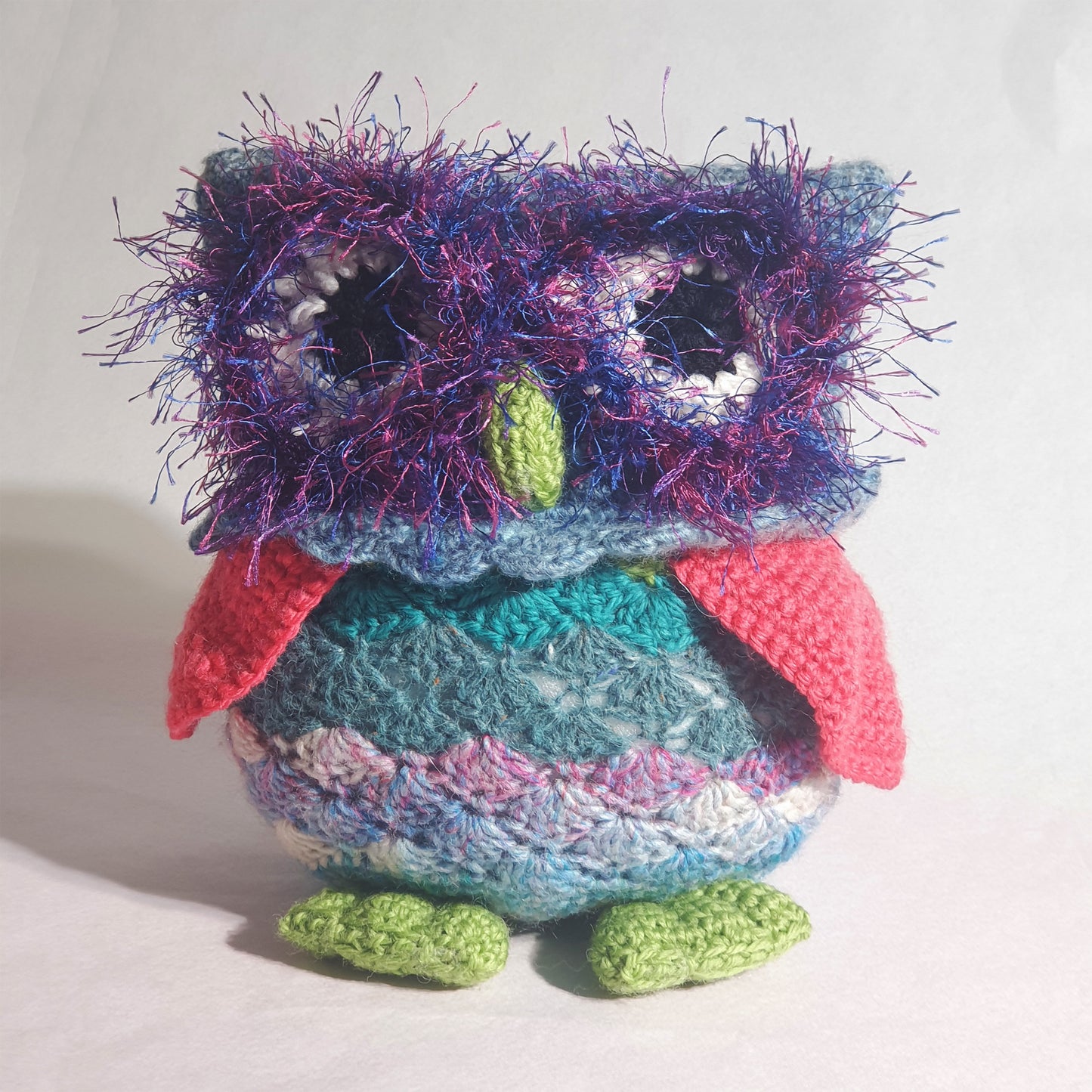 Pink-winged soft handmade cuddly owl