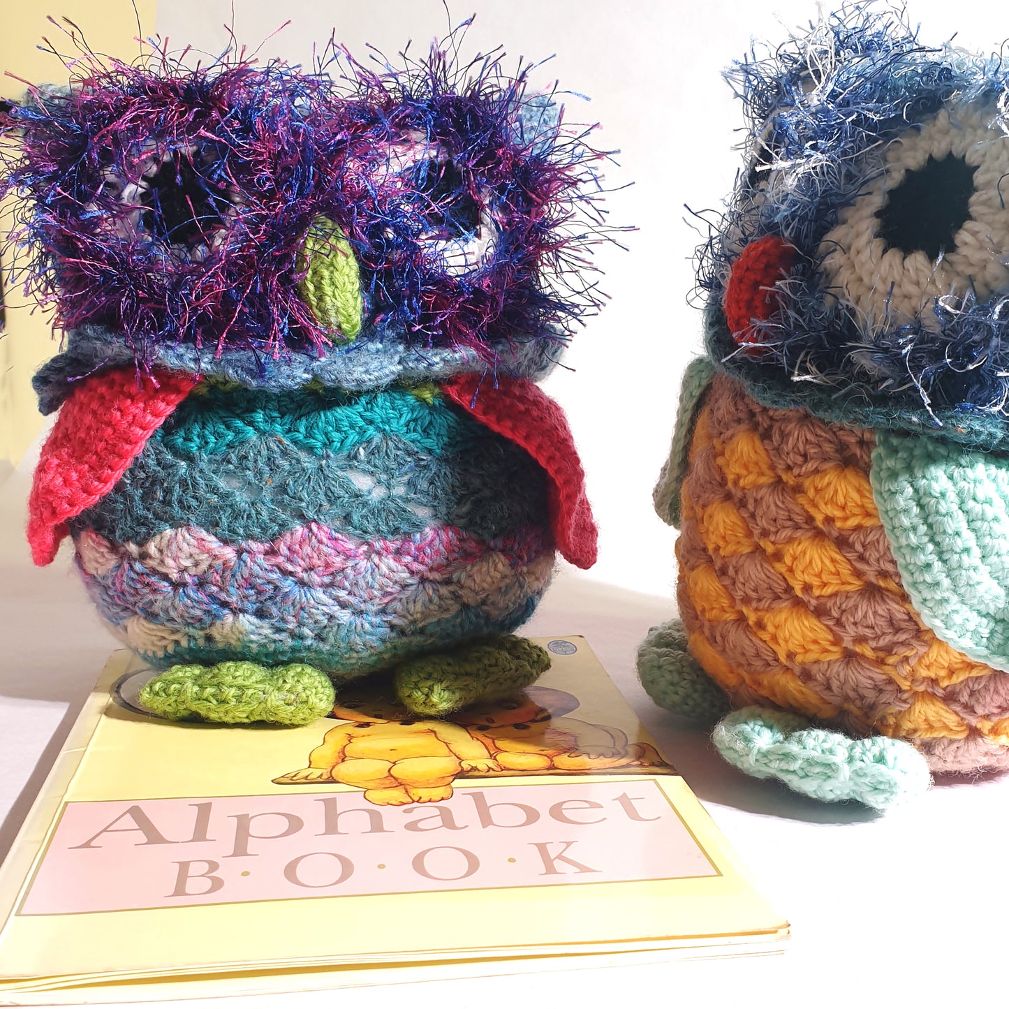 Pink-winged soft handmade cuddly owl