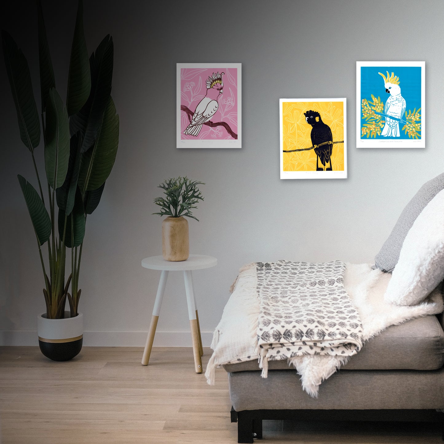 Original linocut Cockatoo prints