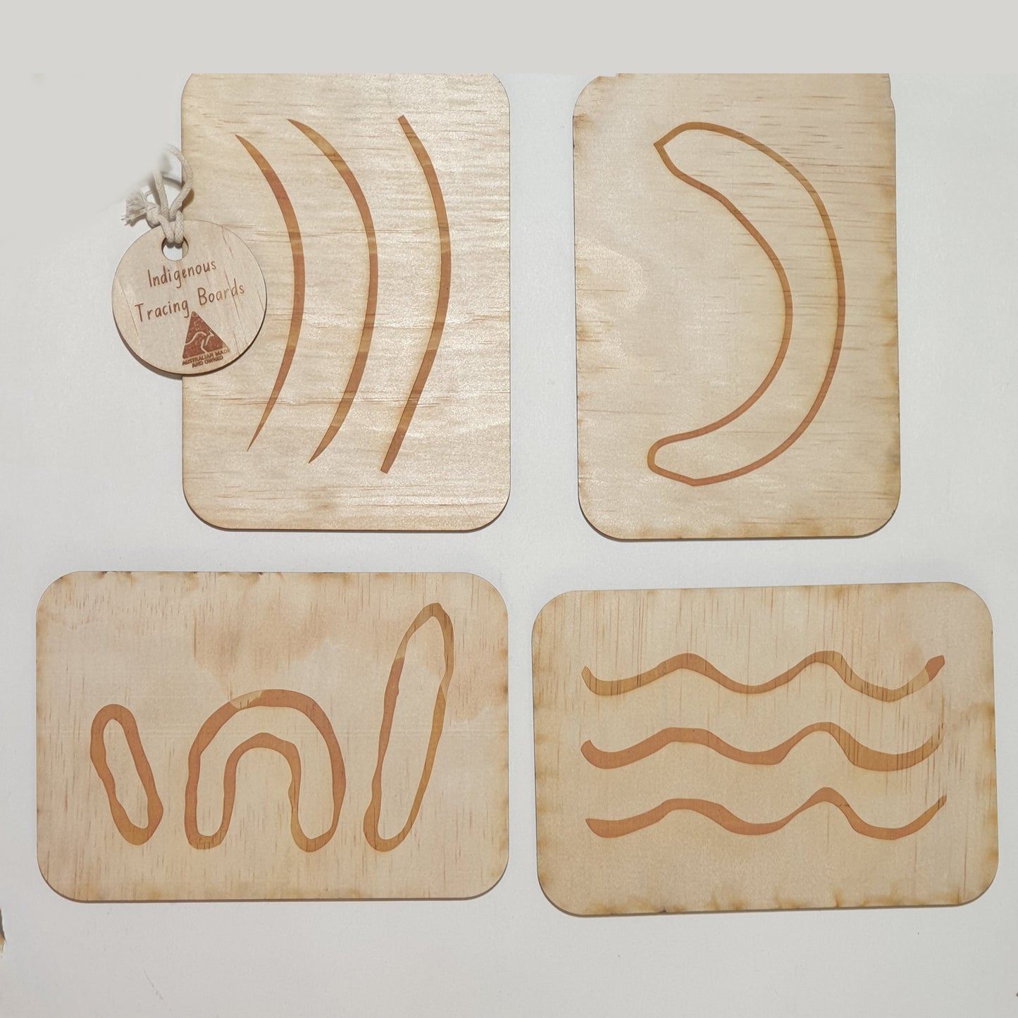 Tracing board set with Aboriginal symbols