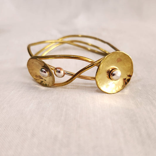 Recycled brass and silver bangle