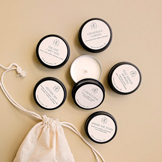 Luxurious set of fragrant mini candles (six tins)