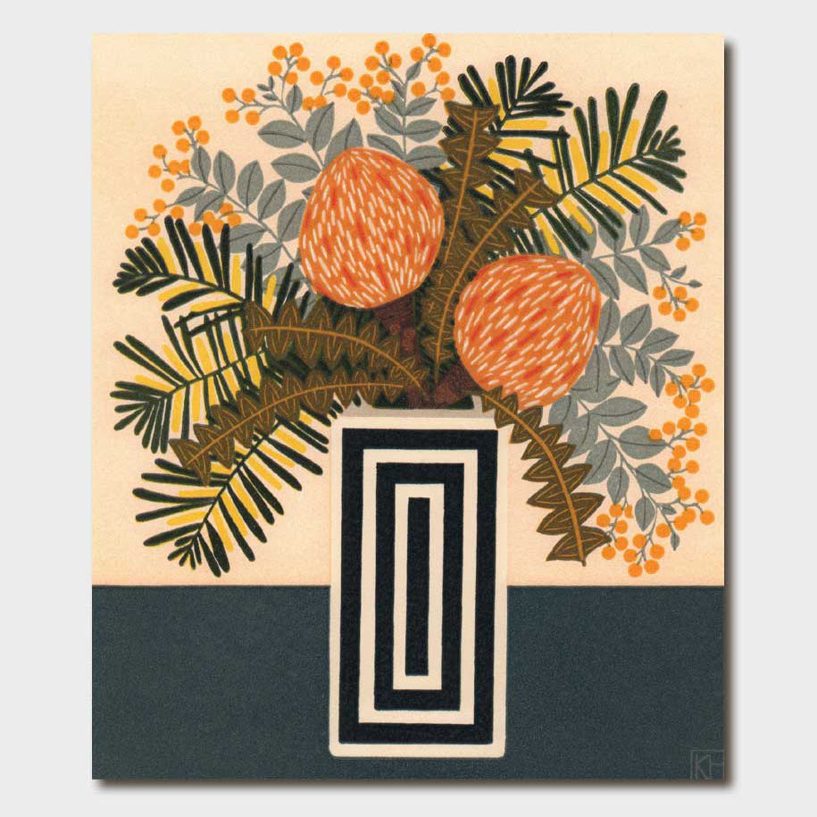 Wattle and Banksia greeting card