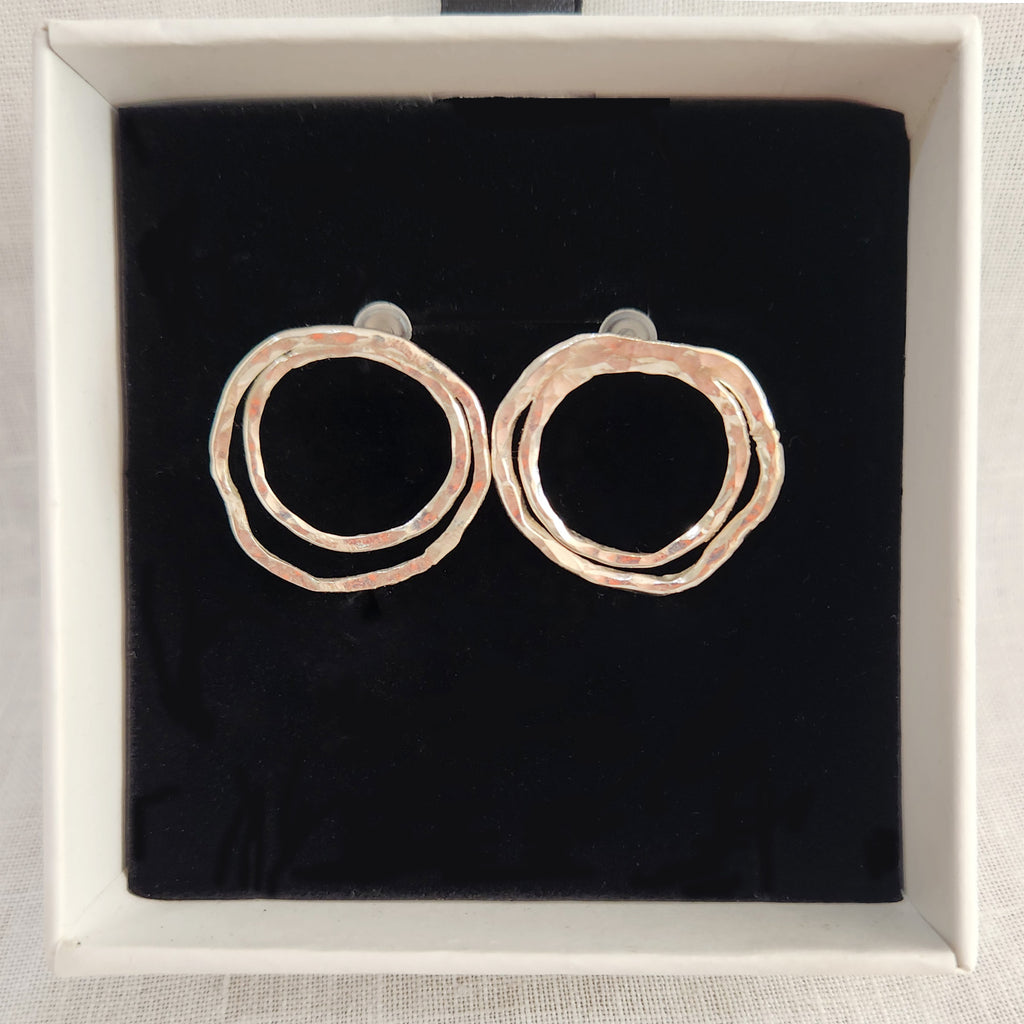 Handmade silver doodle earrings
