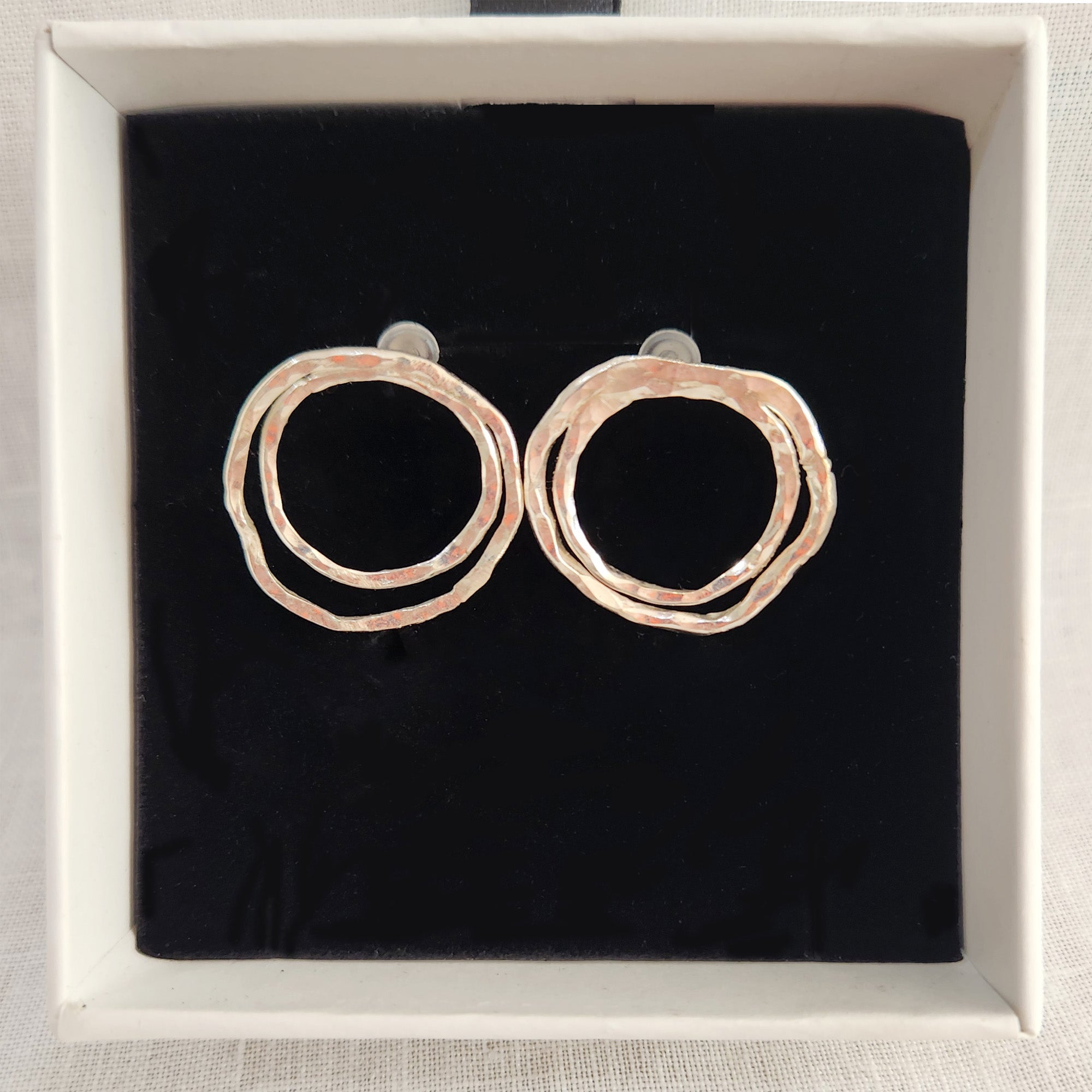 Handmade silver doodle earrings