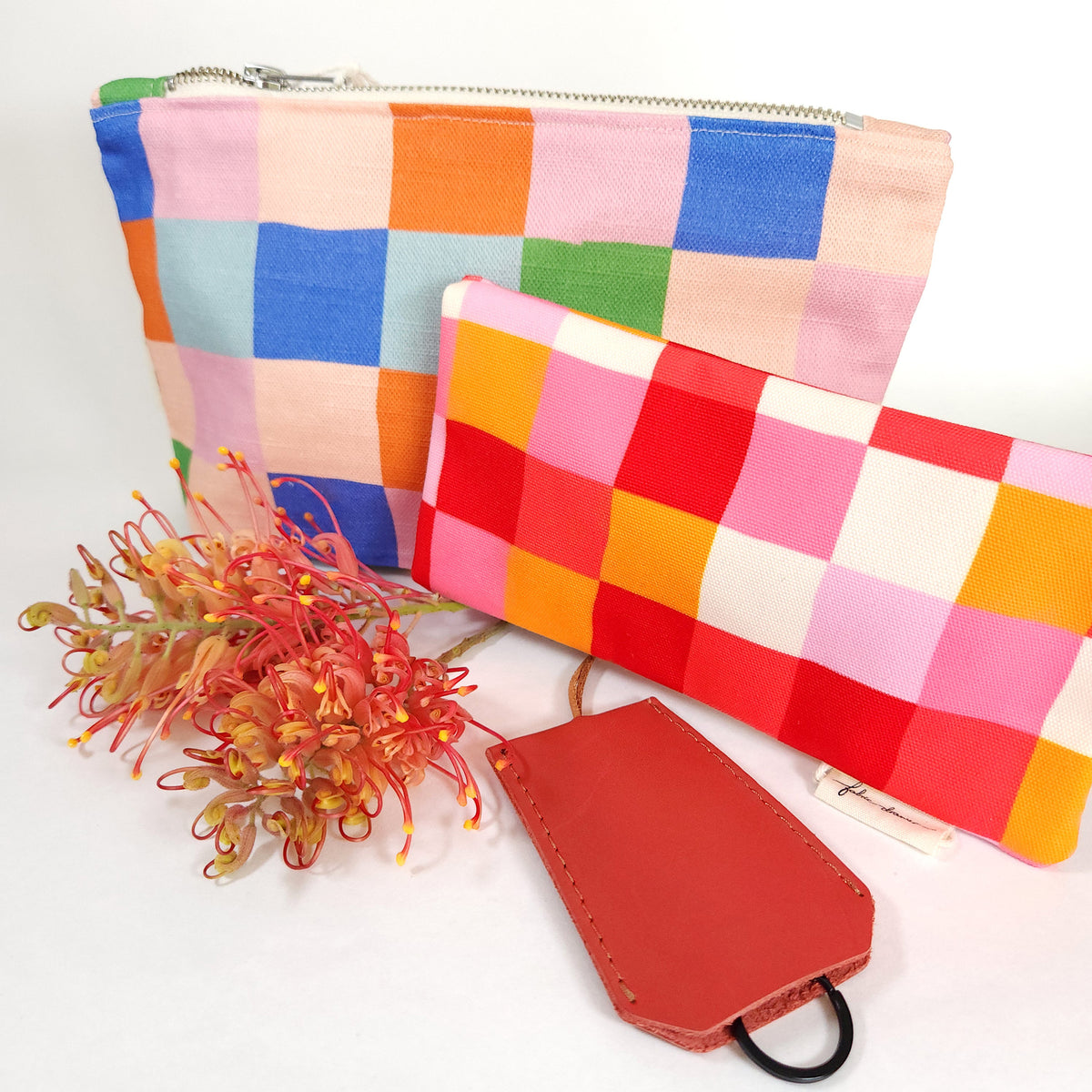 Red check glasses case - Beck Ng's Picnic pattern