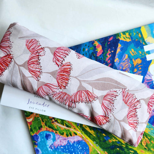 Eye pillow covered with gum blossom fabric