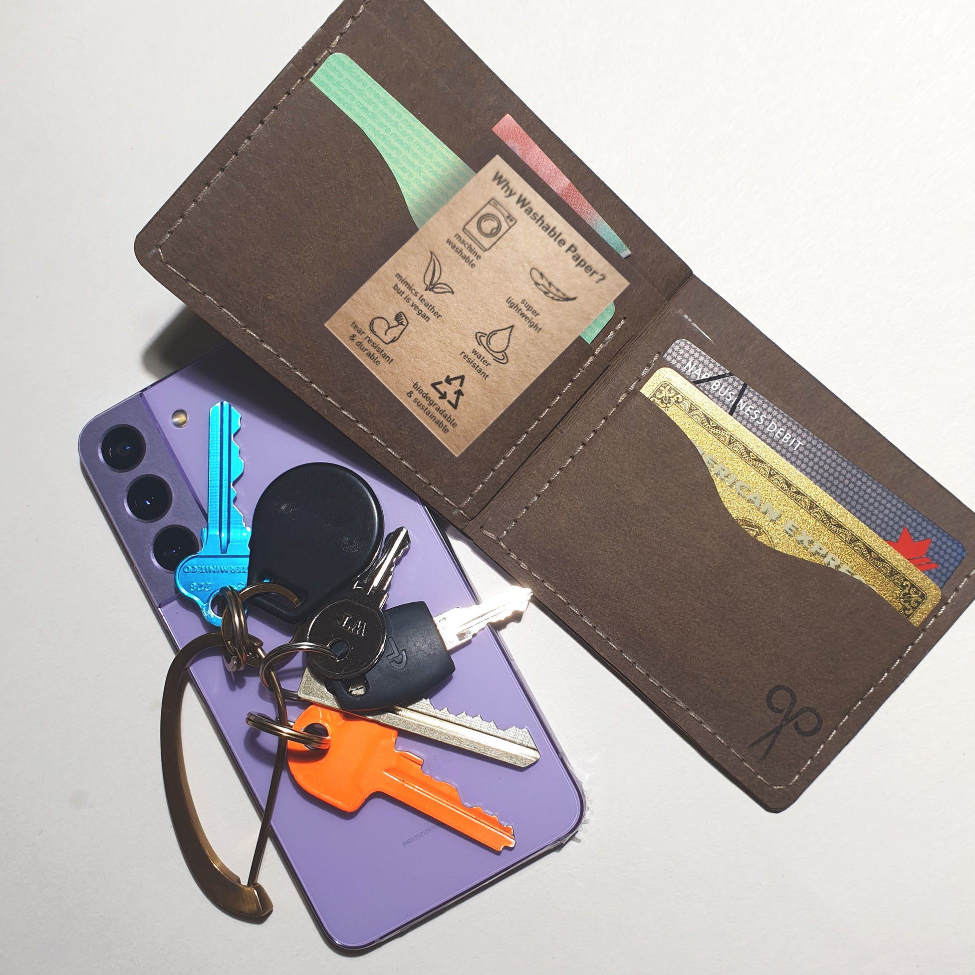 Wallet made from sustainable washable paper