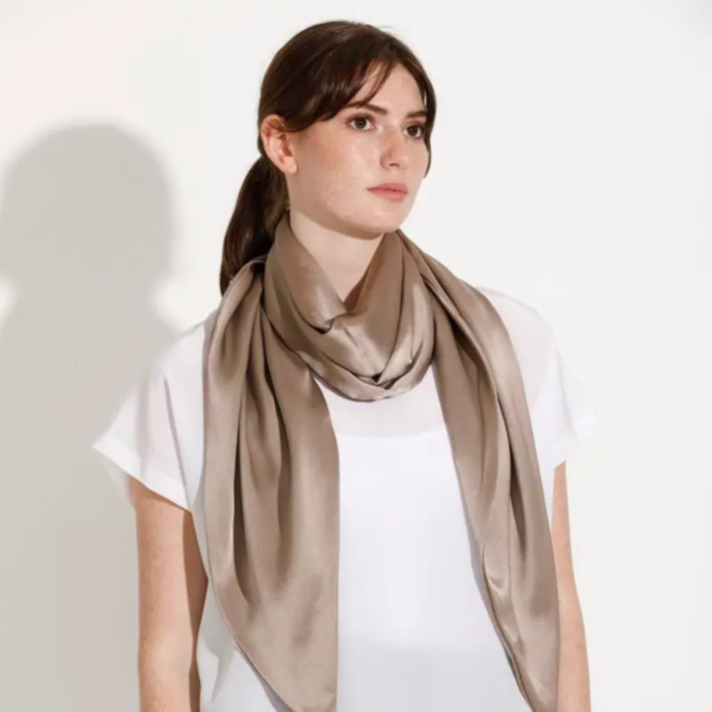 Melbourne Coffee silk satin scarf