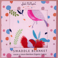 Organic swaddle blanket with birds and flowers
