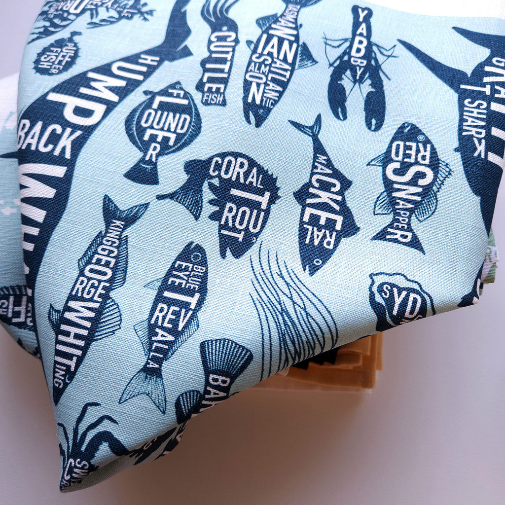 Australian Sea Life linen tea towel