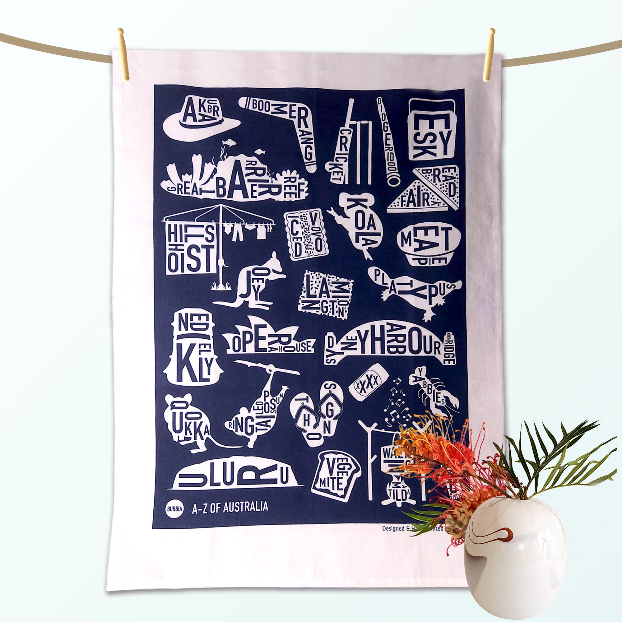 A-Z Australia tea towel