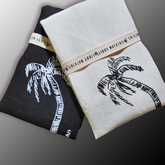Pair of deluxe palm print linen tea towels