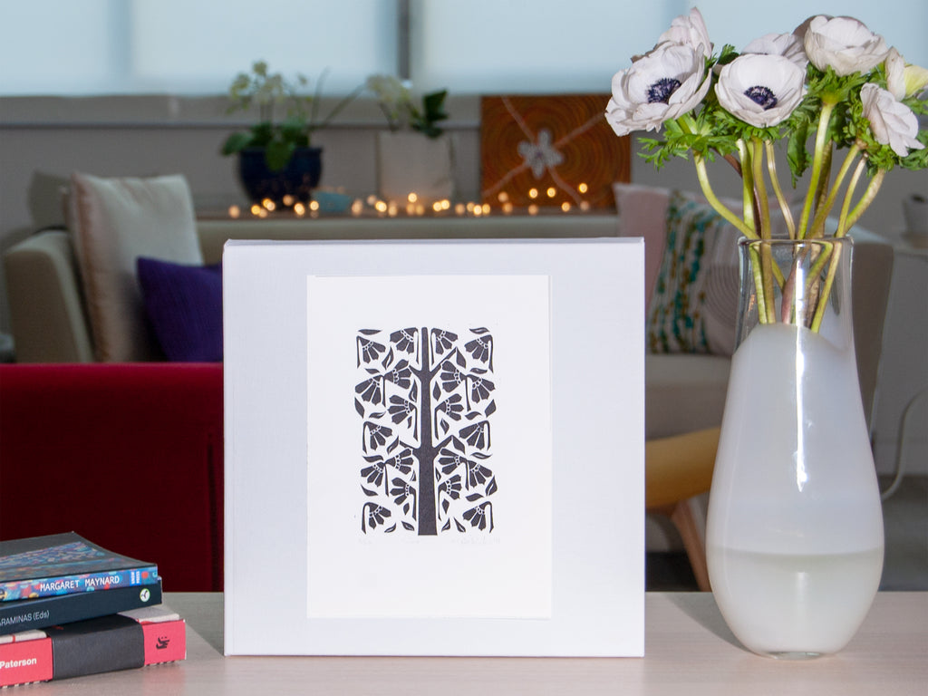 Vine original linocut print [B5]
