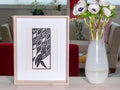 Gum Leaves original linocut in black and white