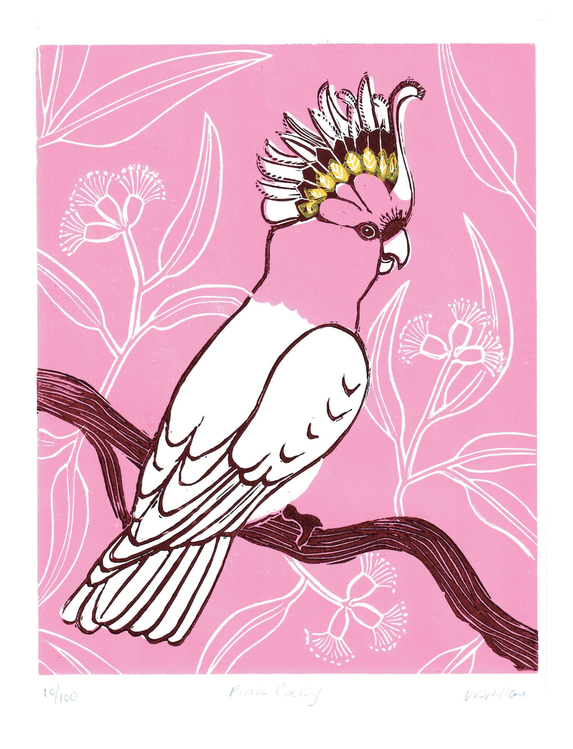 Original linocut Cockatoo prints