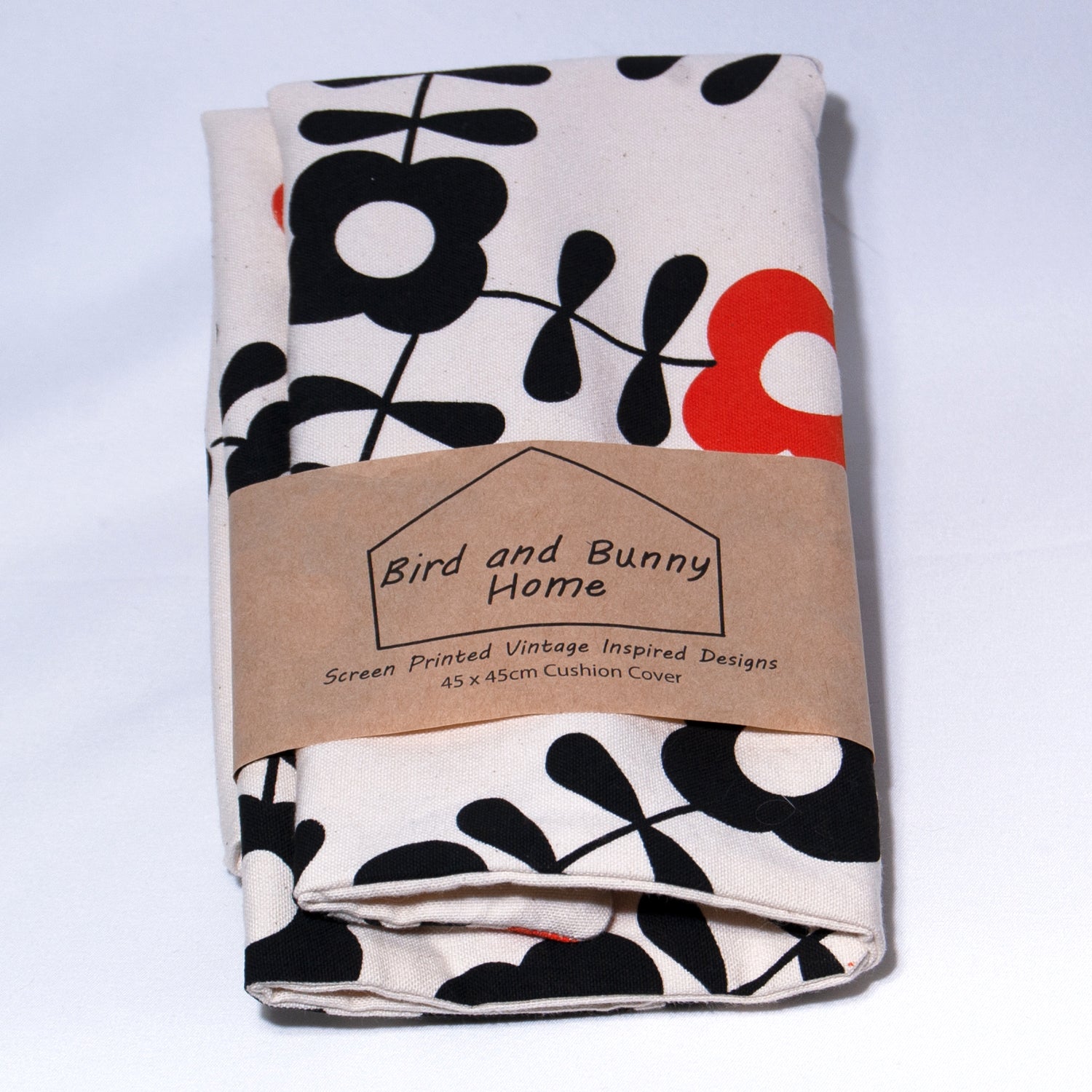 Black Flowers vintage inspired cushion cover