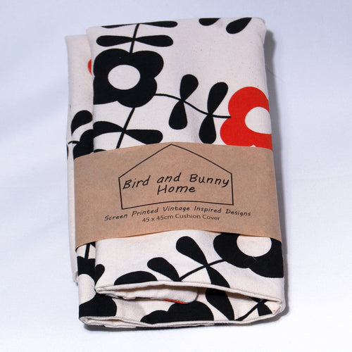 Black Flowers vintage inspired cushion cover