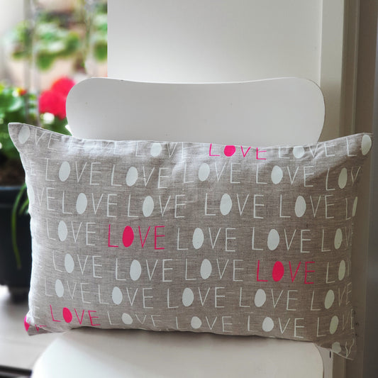 LOVE cushion cover in sustainable linen