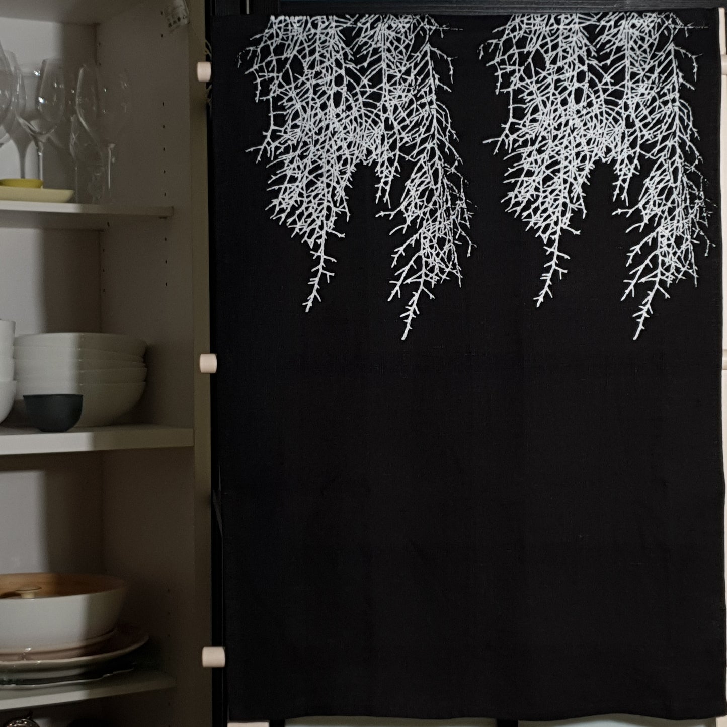Huon Pine black linen tea towel