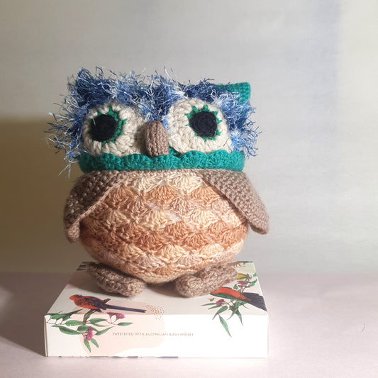 Brown Owl crocheted woollen toy